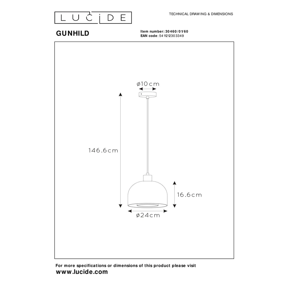 Lampe pendante de conception Gunhild Or Lucide 5411212303349