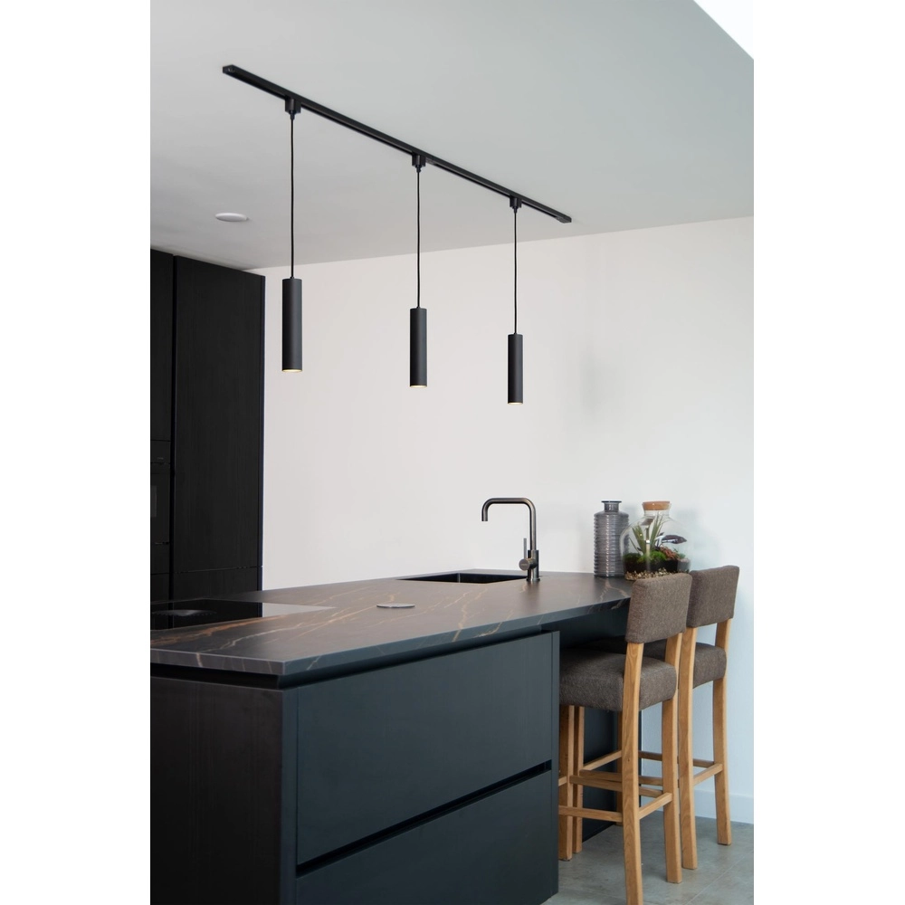 Suspension lumineuse à rail Track Floris Noir monophasé Lucide 5411212093370