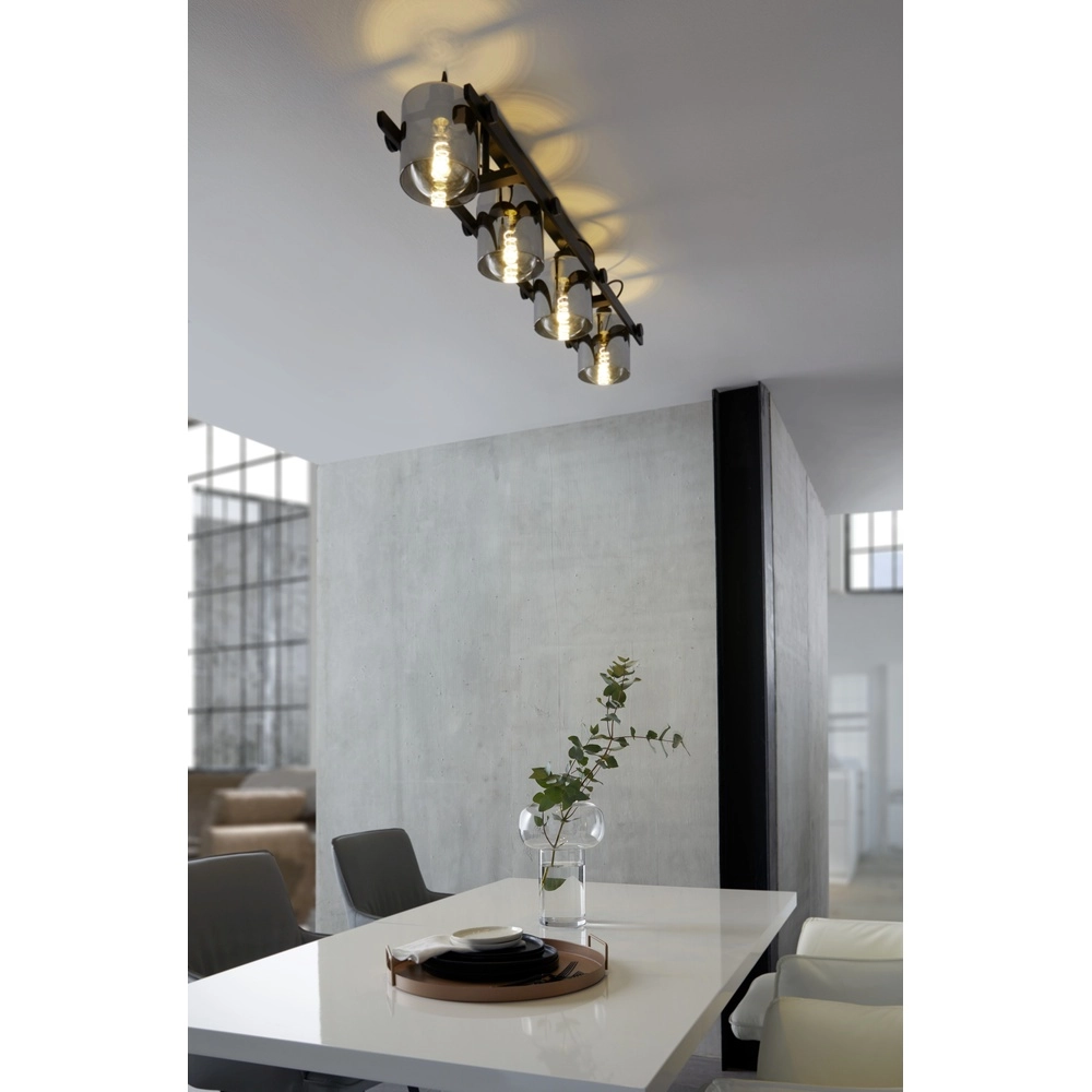 Éclairage de plafond 4L Hornwood 2 noir avec verre fumé Eglo 9002759436711