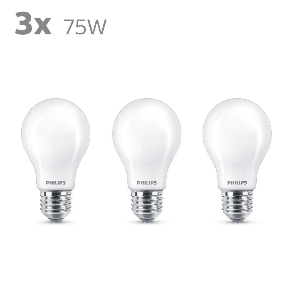 8,5W - E27 - 2700K - 1055 lumen lot de 3 Philips 8719514266735