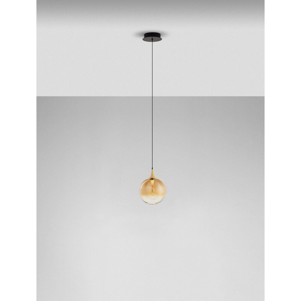 Suspension Orenda Verre ambré simple Lyora 5212017477613