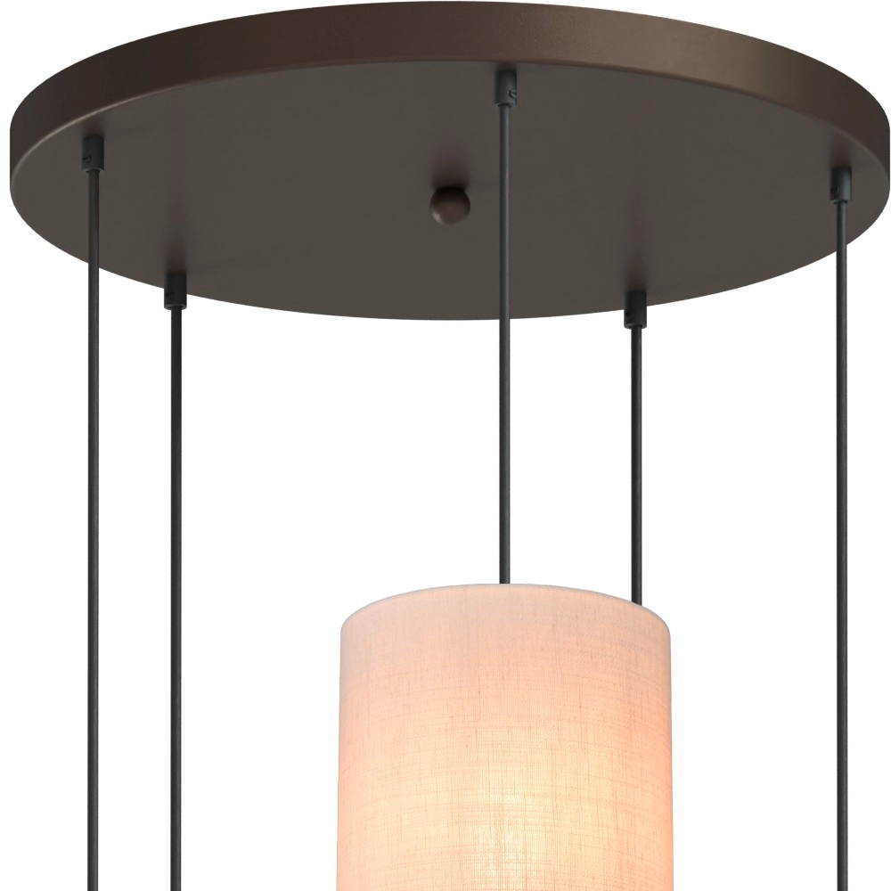 Lampe suspendue à 5 lumières Lisbourg Cacao avec un chapeau blanc foncé Masterlight