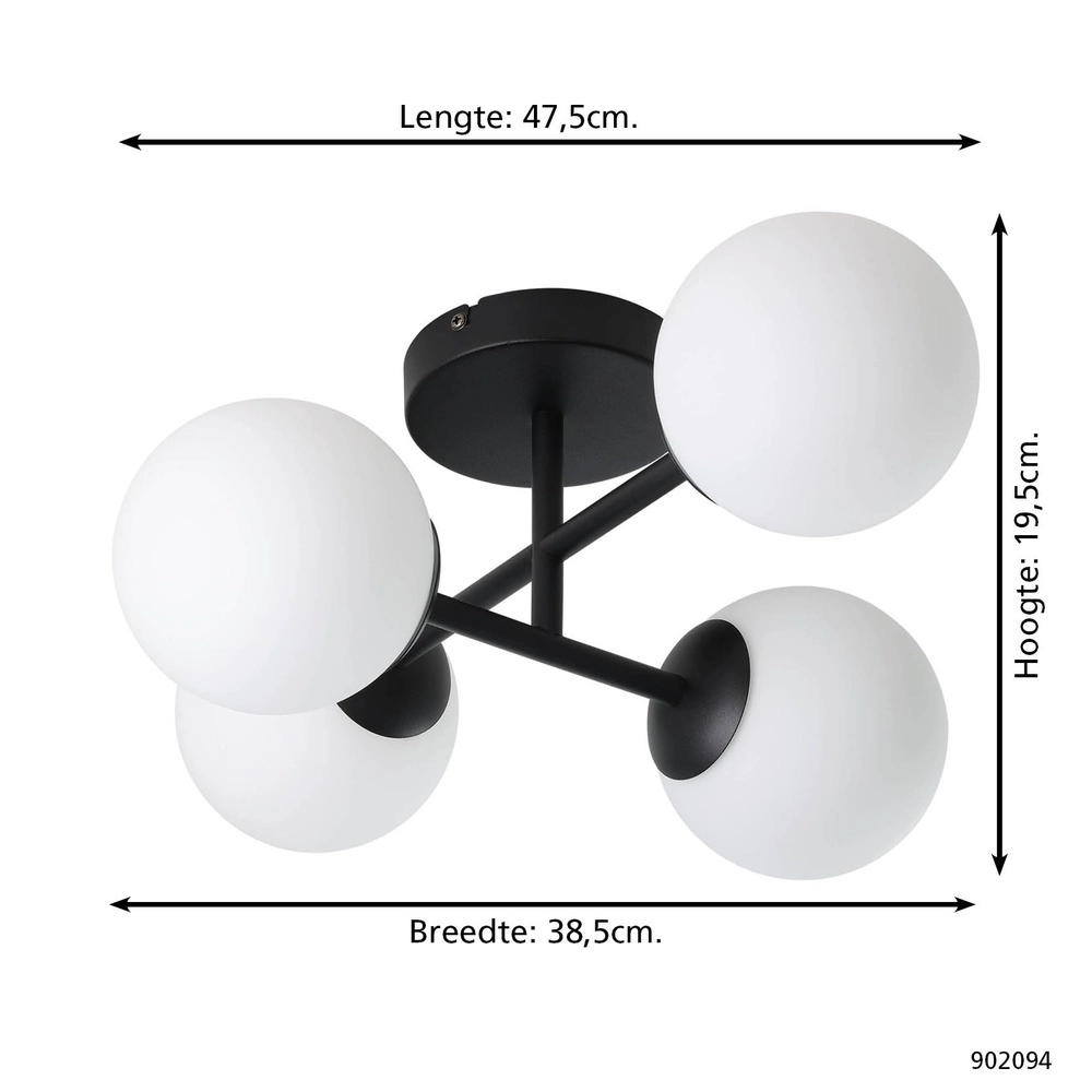 Plafonnier Castrovido 4 lumières noir Eglo 9008606360710