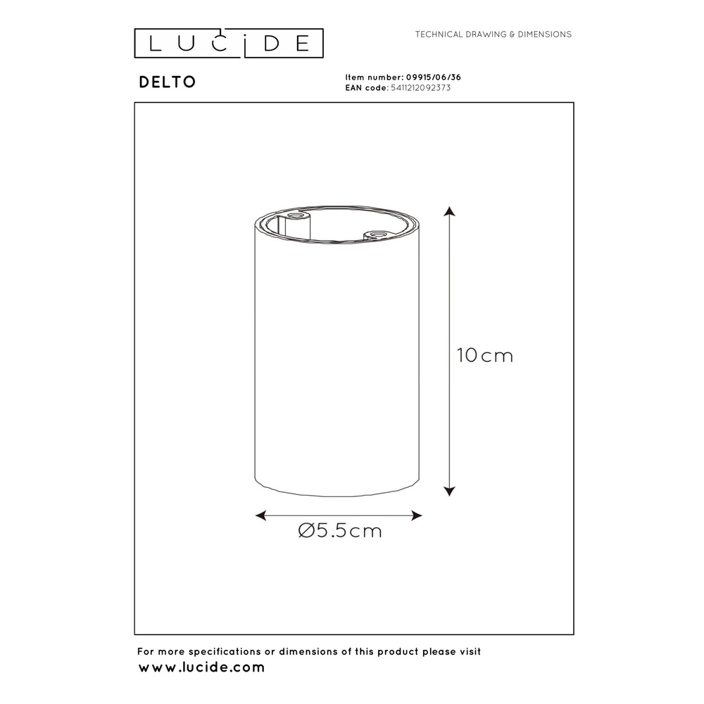 Spot lisse monté en surface Delto gris Ø 5,5cm incluant la source lumineuse Lucide 5411212092373