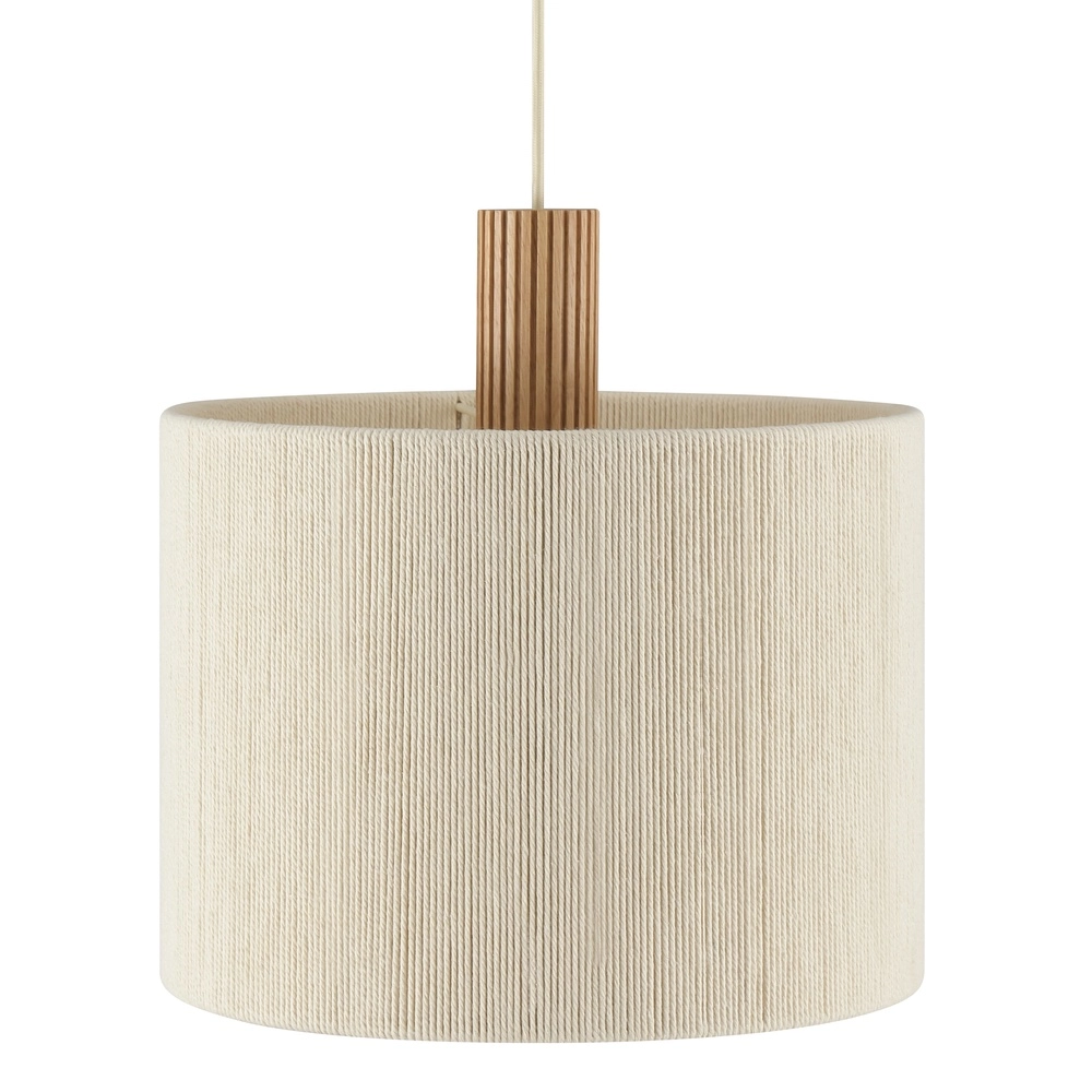 Lampe suspendue beige Arlo avec du japandi en bois Ø 35cm Brilliant 4004353477089