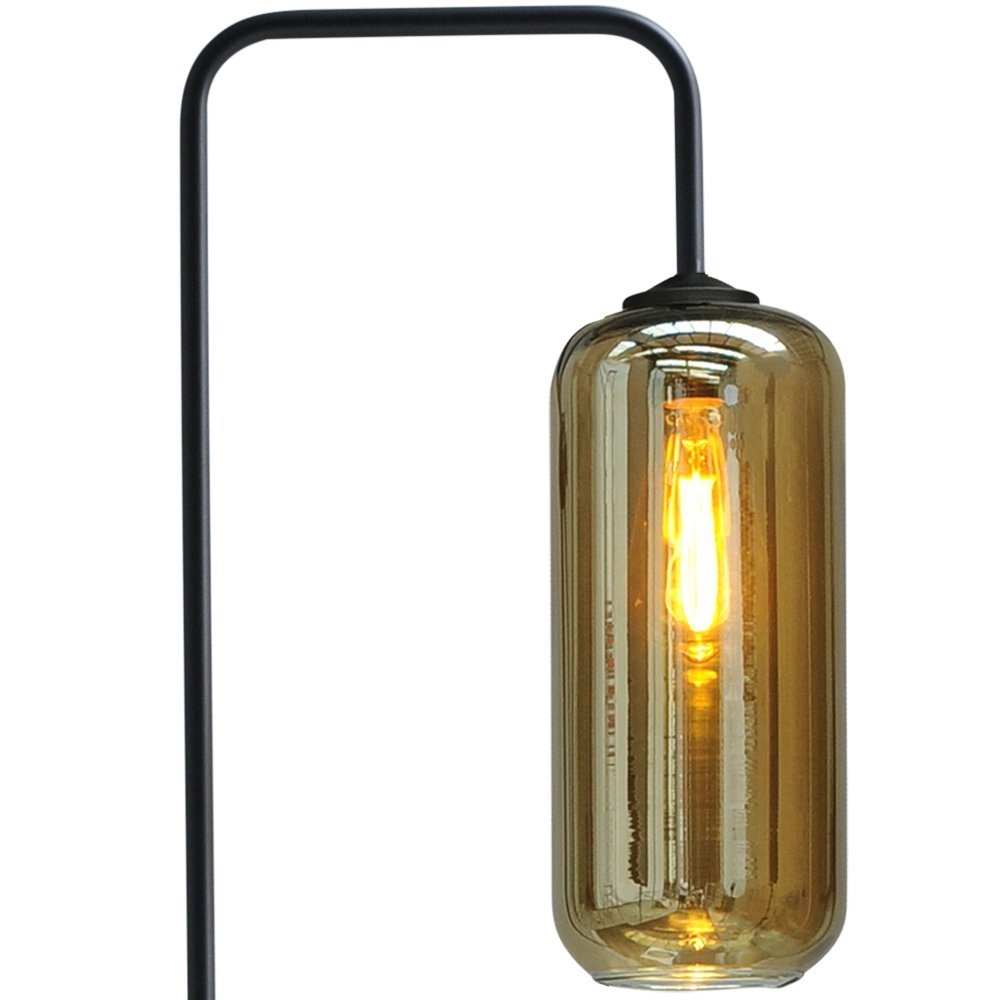 Lampadaire noir Quinto avec verre cylindrique à fumée Masterlight 8718121245034