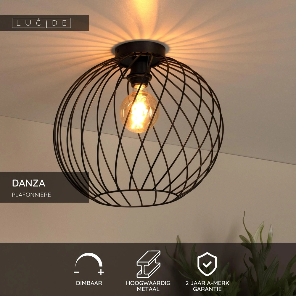 Lampe de plafond Danza noir Ø 40cm Lucide 5411212211491