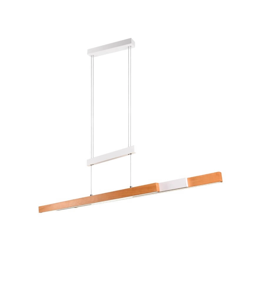 Lampe suspendue de bureau Trajan avec aspect bois et blanc Trio 4017807613018
