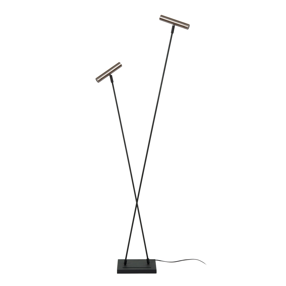 Lampe sur pied à deux lumières Duarte noir avec gris métal Lucide Vibes 5411212032195