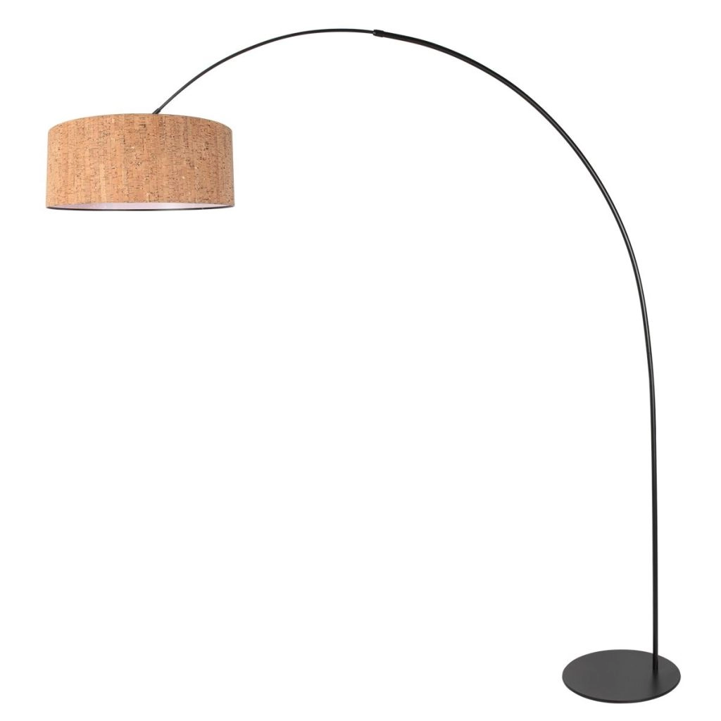 Lampe à arc noir Curve avec un chapeau en liège de 50 cm Ø Steinhauer 8712746180435