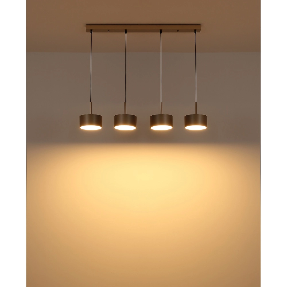 Lampe suspendue à 4 lumières Raymond noir avec du champagne Globo 9007371531875