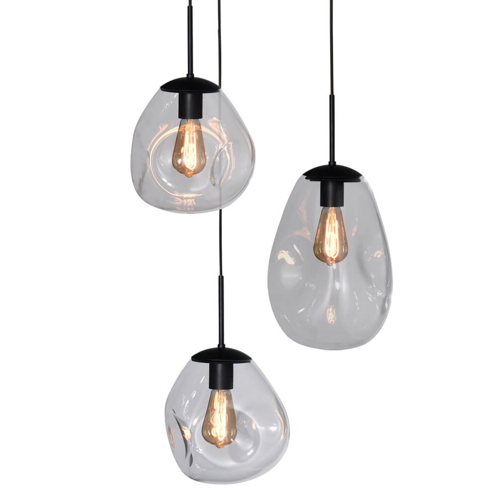 Lampe suspendue Lava 3x verre transparent Masterlight 8718121286389