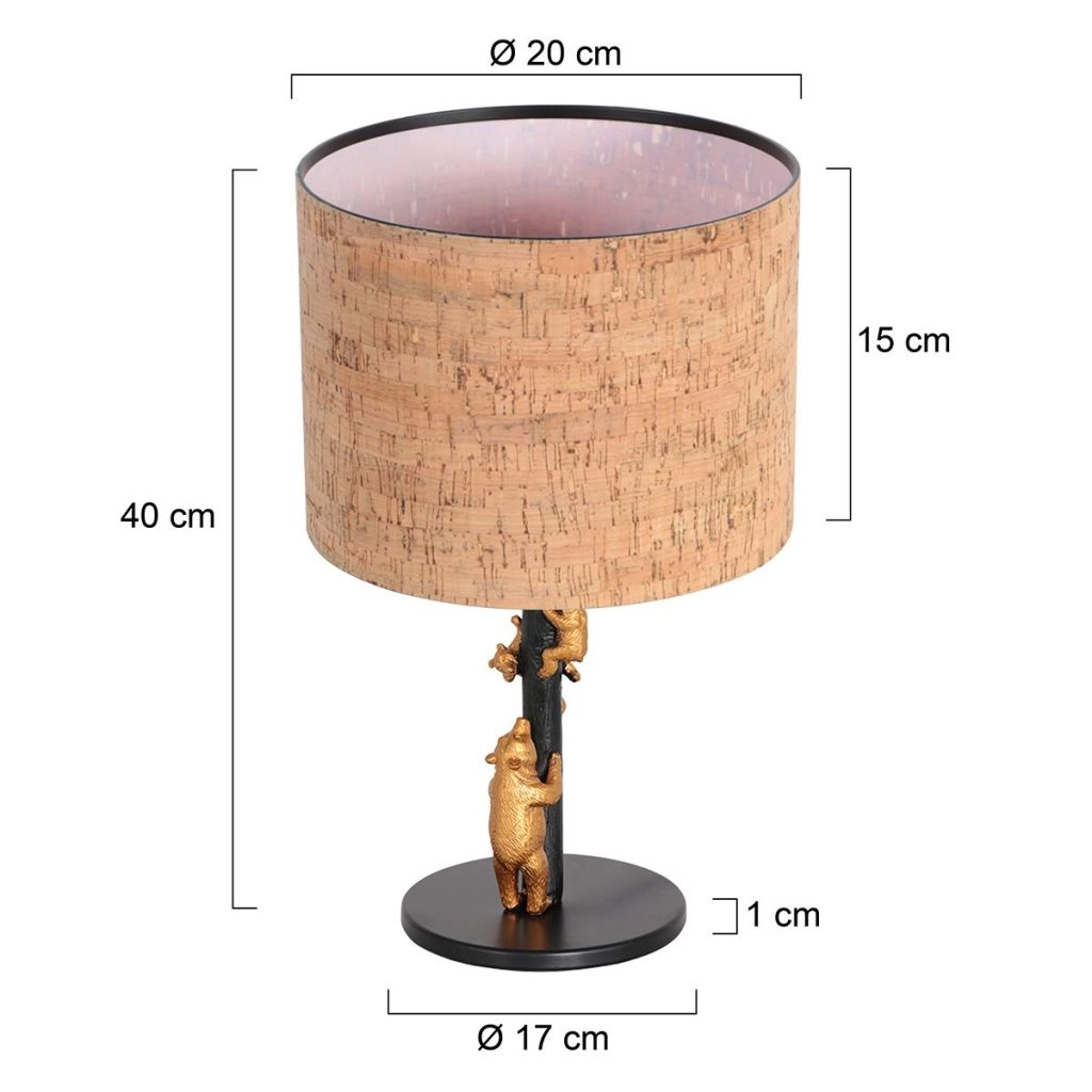 Lampe de table noire Animaux avec un chapeau en liège Ø20cm Steinhauer 8712746180572