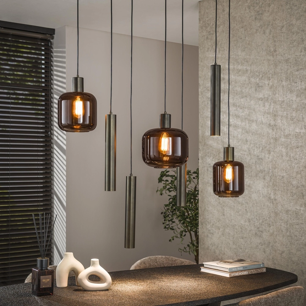 Lampe suspendue Bronza Marron Sienna - verre foncé