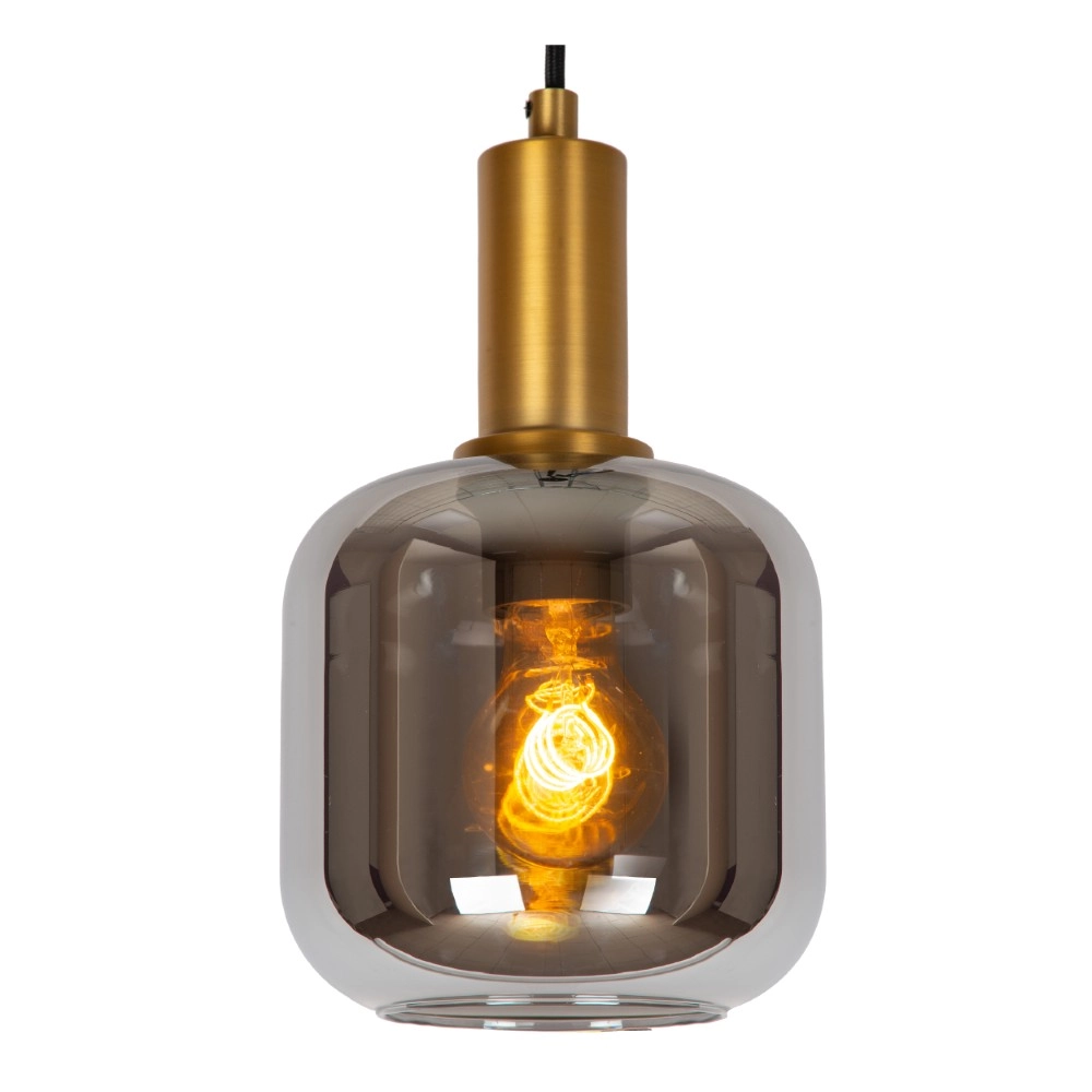 Lampe suspendue Joanet Ø 16 cm d’or avec verre fumé Lucide 5411212452641