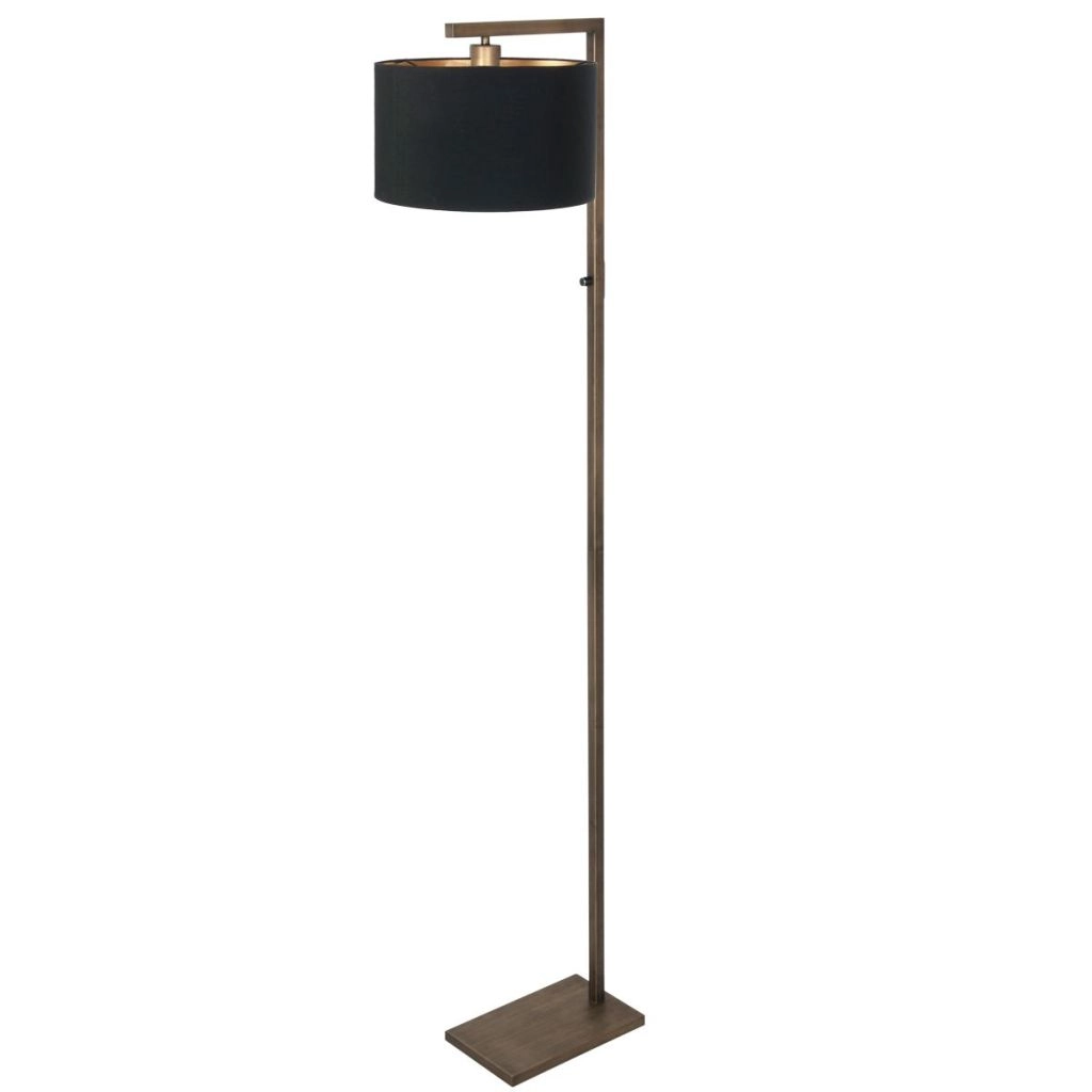 Lampe sur pied en bronze Stang avec capuche noire