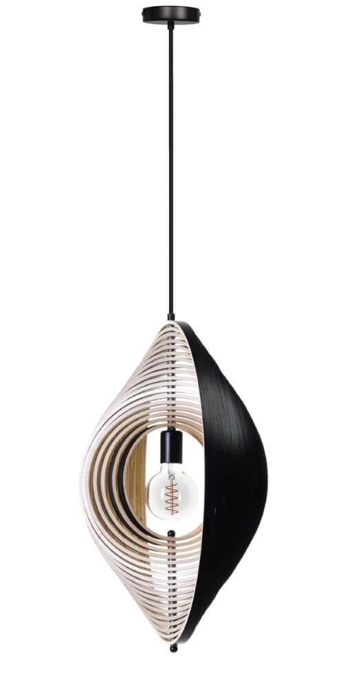 Lampe suspendue design Woody noir avec bois Ø 59cm ETH 8720195307549