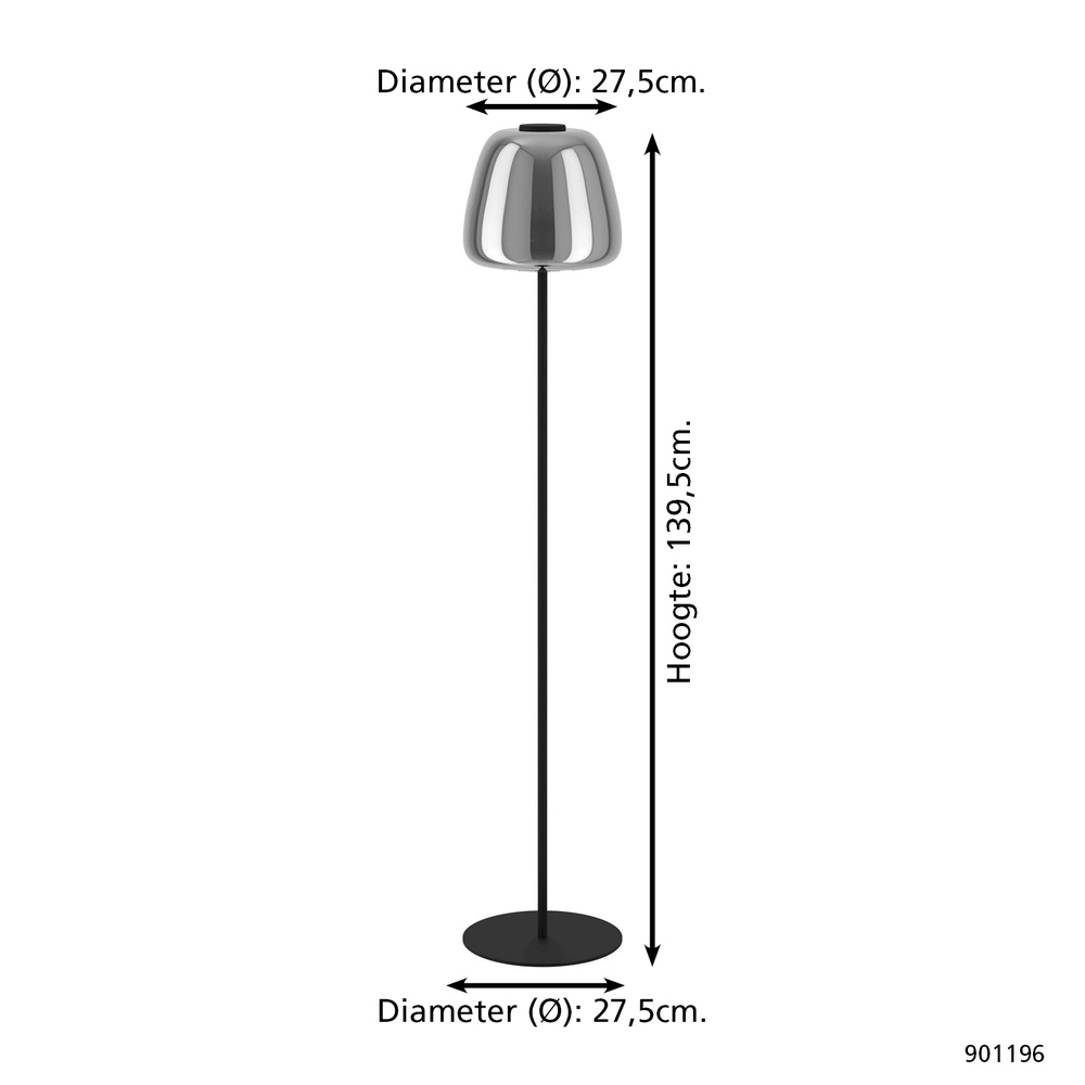 Lampe de pied Alfero-Z Smoke Glass - Contrôle par application Eglo 9008606312870
