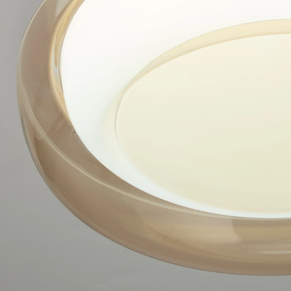 Conception des plafonniers Jude blanc avec verre ambré Ø 30 cm Searchlight 5,05342E+12
