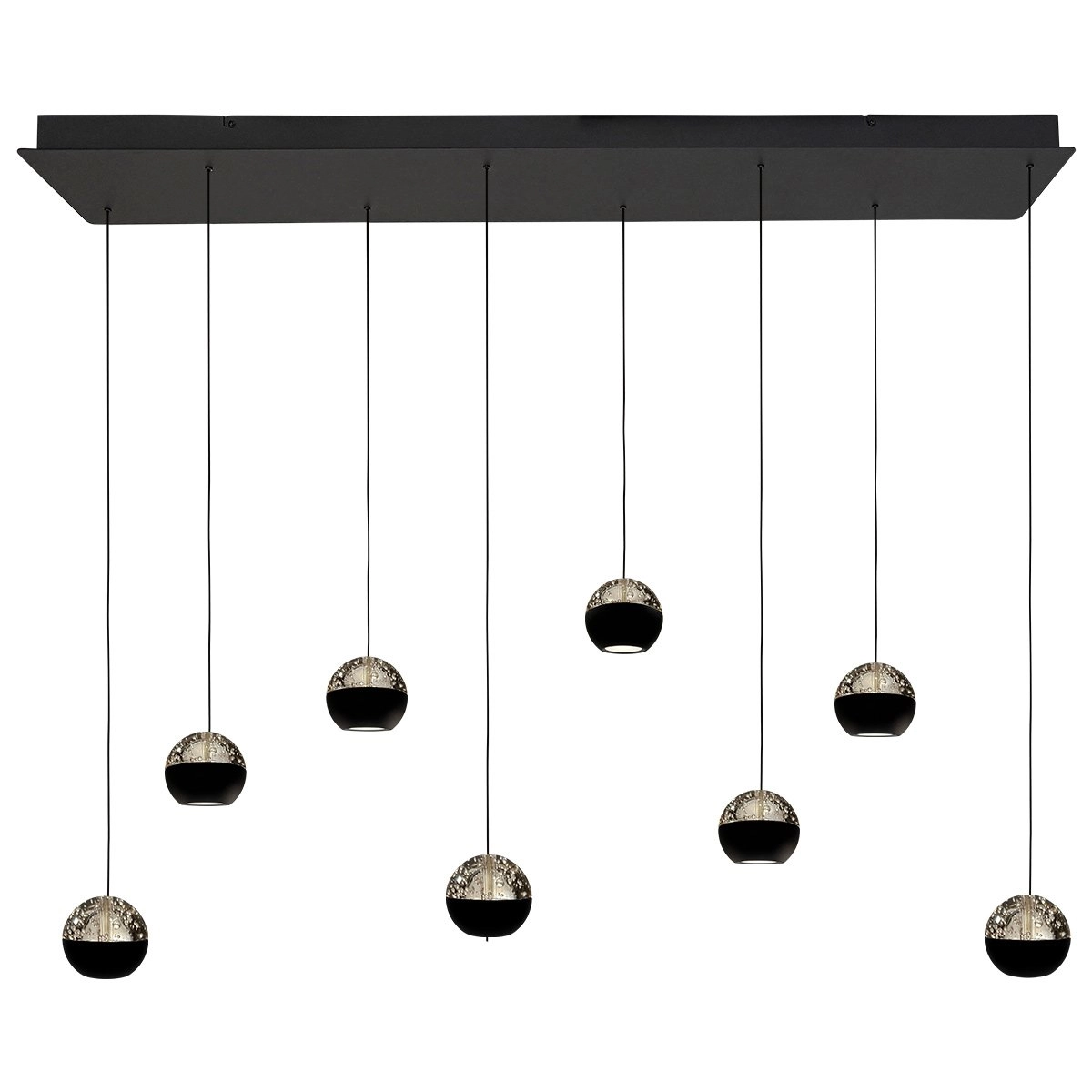 Lampe suspendue de table à manger 115 cm Belluno LED 8 voyants - Noir