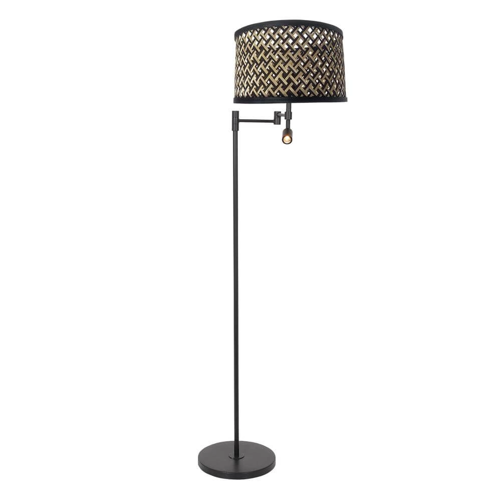 Lampe de lecture Stang noir avec abat-jour en bambou