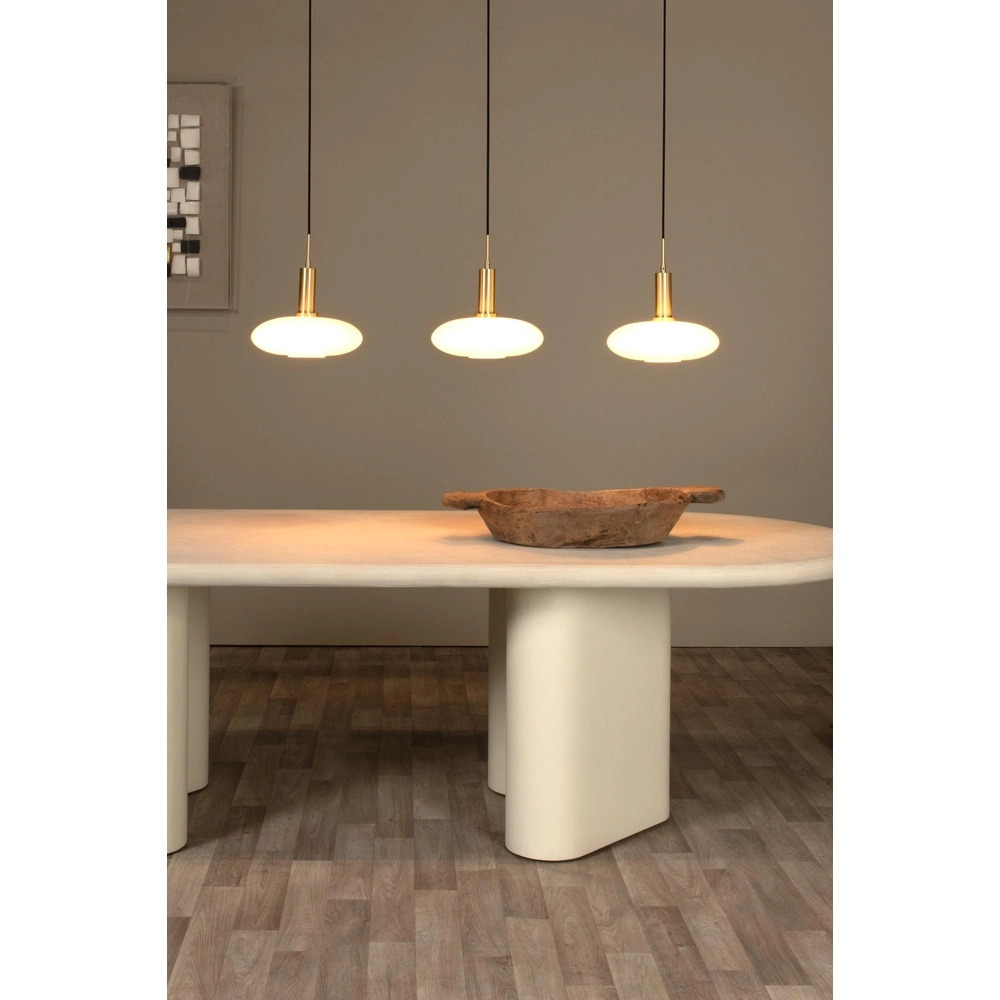 Lampe pendante de conception Singala Or droit à trois lumières avec blanc Lucide 5411212251091