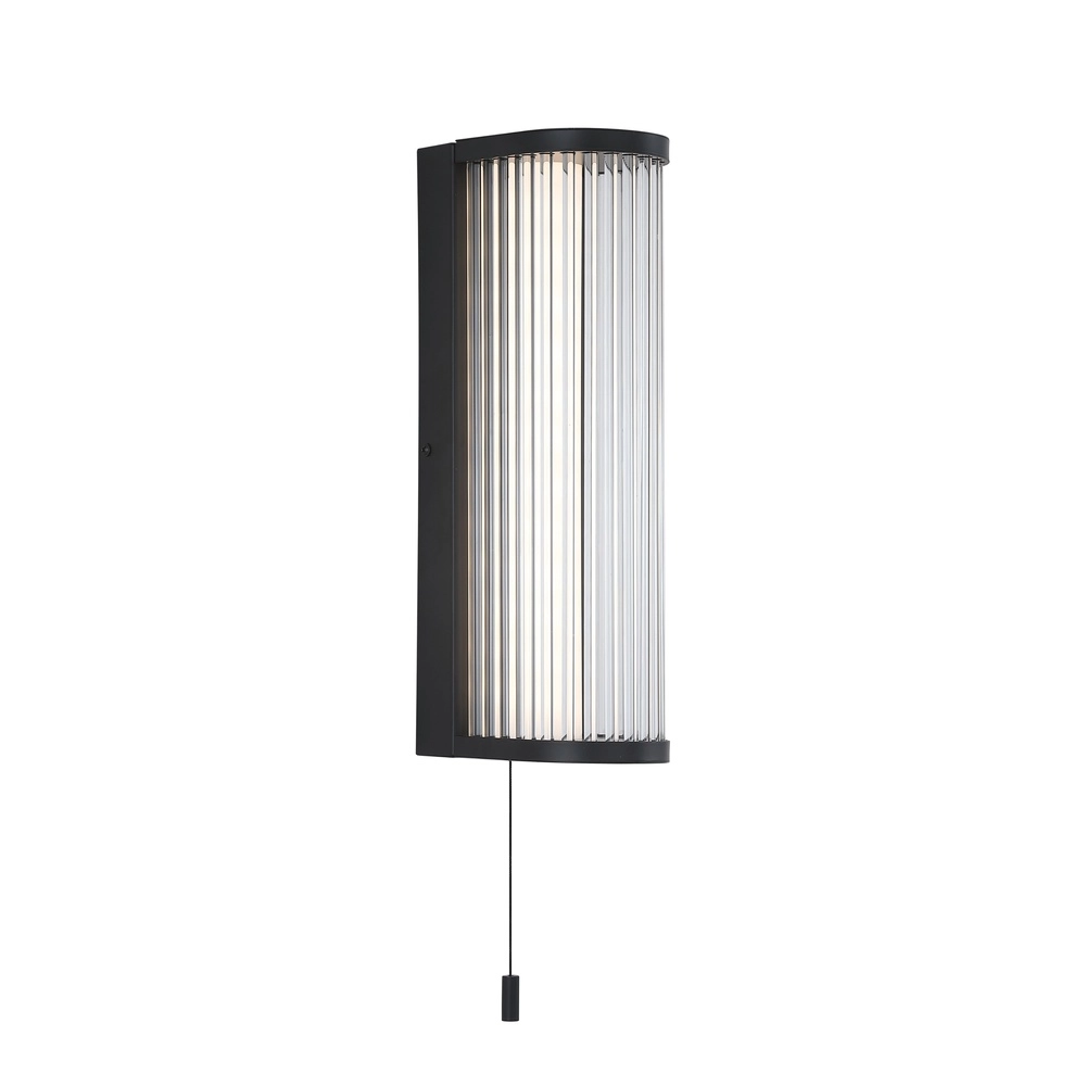 Lampe murale moderne Rue noir avec verre nervuré