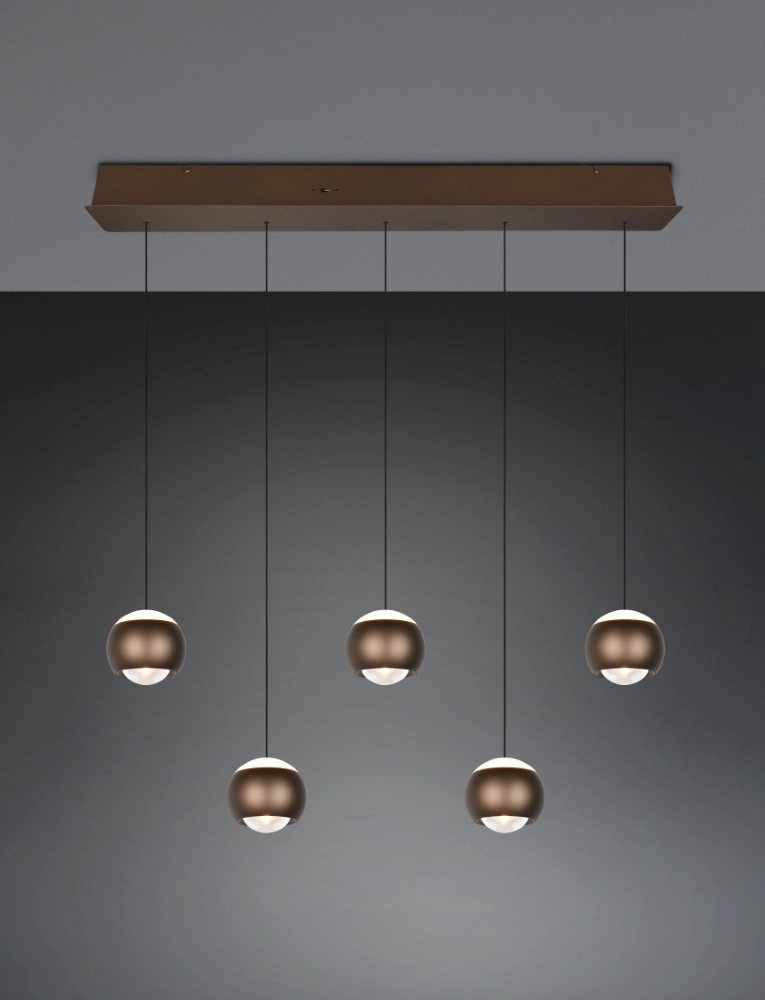 Suspension LED à 5 lumières Orbit Table à manger - Marron platine Trio 4017807686593
