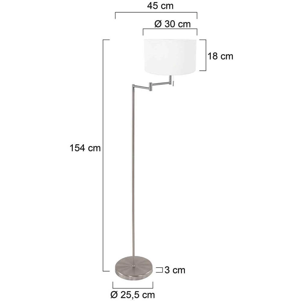 Lampadaire Bella métal avec abat-jour blanc Steinhauer 8712746174496