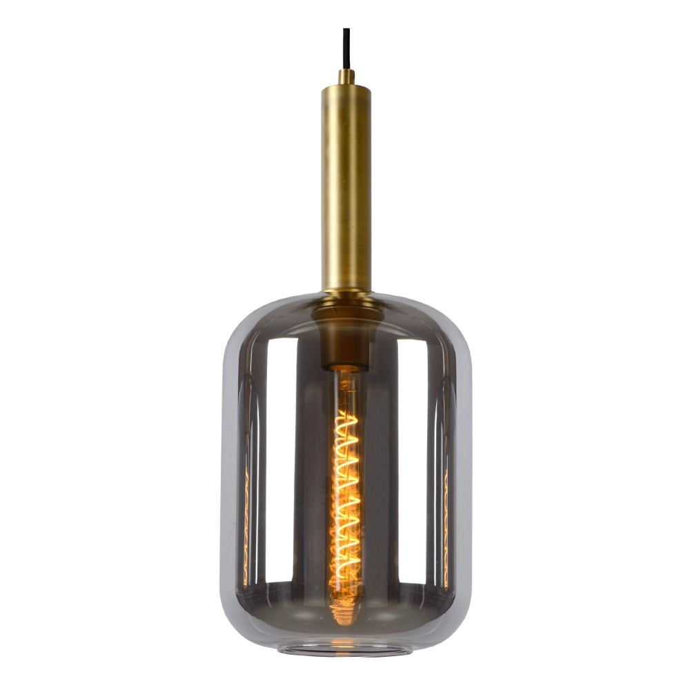 Lampe pendante à 3 liches Joanet Or droit avec verre fumé Lucide 5411212451989