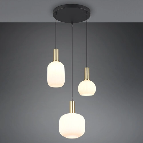 Lampe suspendue pour salle à manger Diva 3 lumières - verre blanc