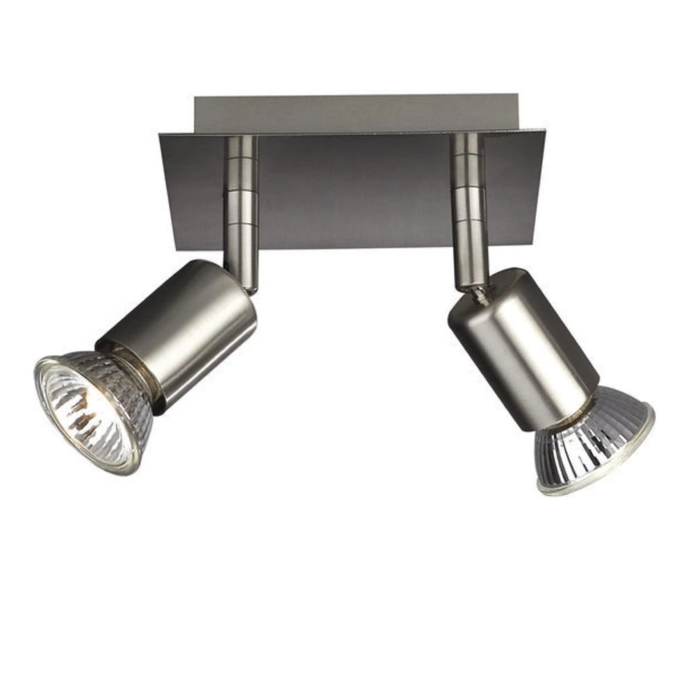 Spot de plafond Carrea 2 lumières en acier inoxydable