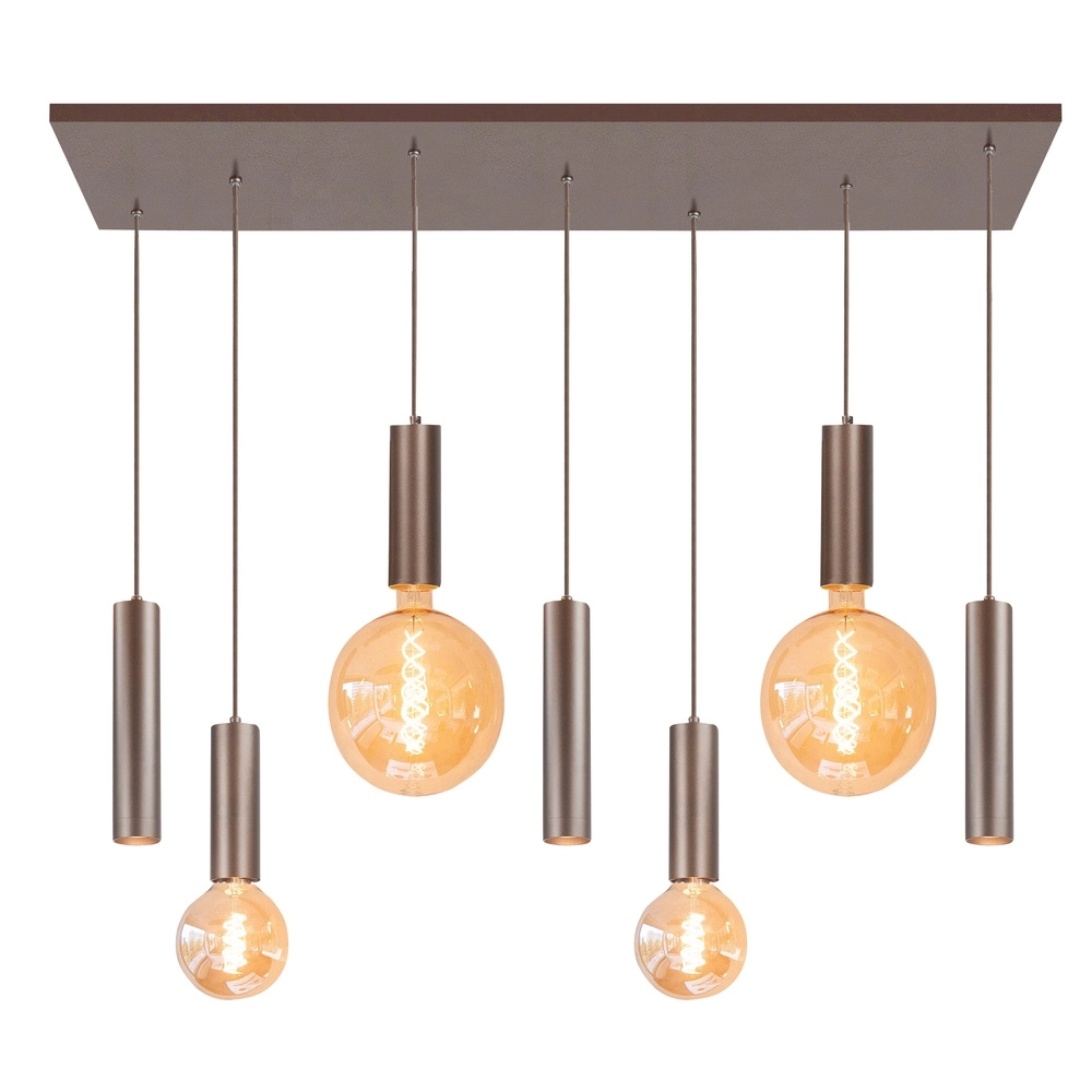 Lampe pendante de conception Locarno Straight 8 lumières Choco brown