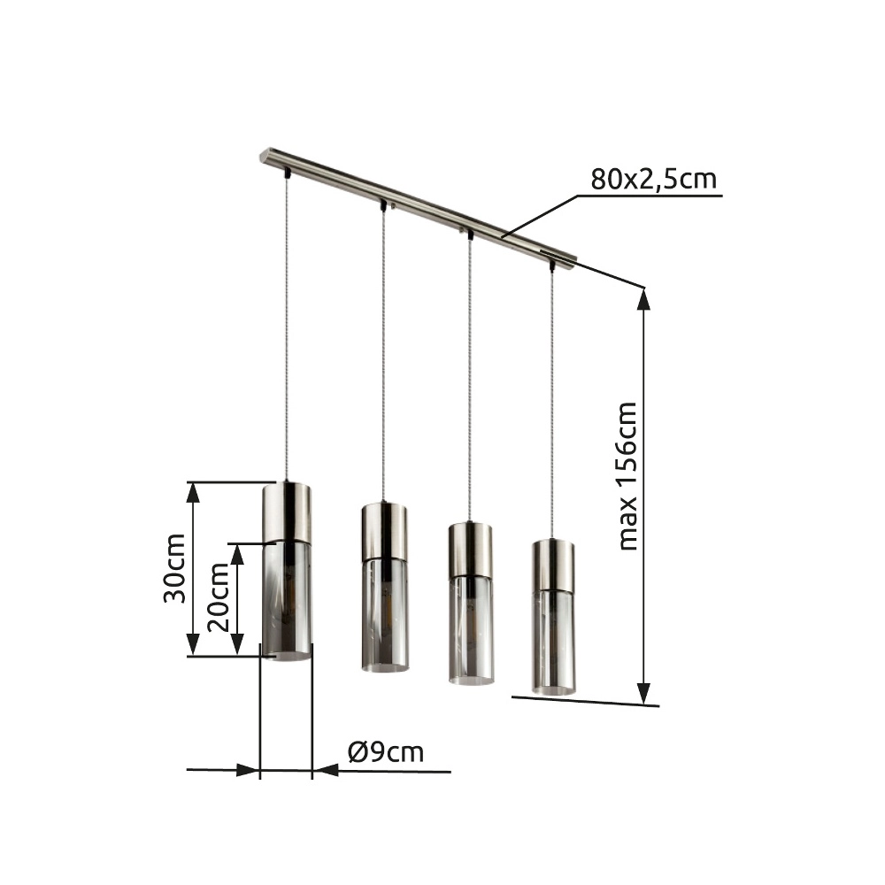 Lampe suspendue à 4 lumières Annika Conception en nickel Globo 9007371382200