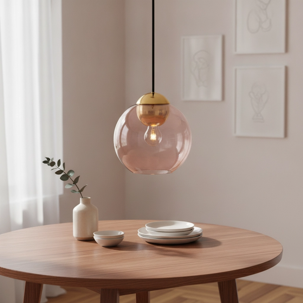 Suspension design Midori verre rose