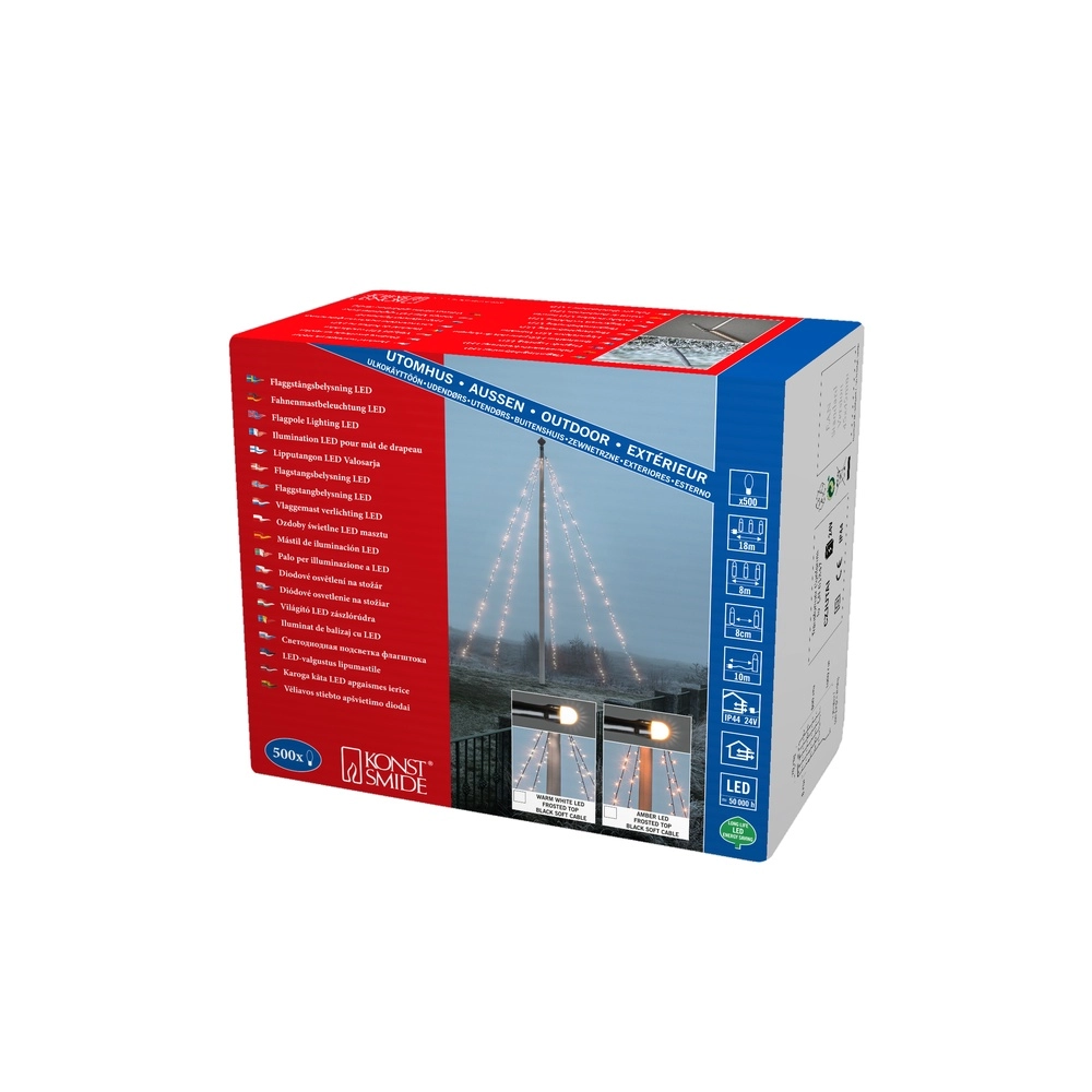 Éclairage 8m - 5x 100 led - 2700K pour mât de drapeau KonstSmide 7318307811377