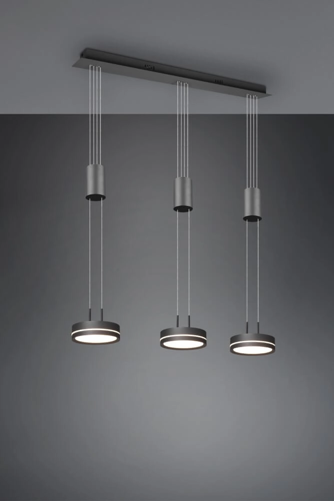 Lampe suspendue Franklin 3 lumières noir Trio 4017807510089