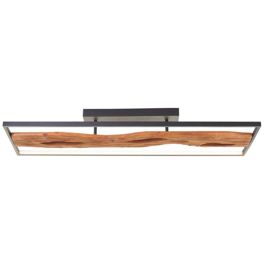 Plafonnier noir avec bois Chaumont 100 cm Plafonnier noir avec bois Chaumont 100 cm
