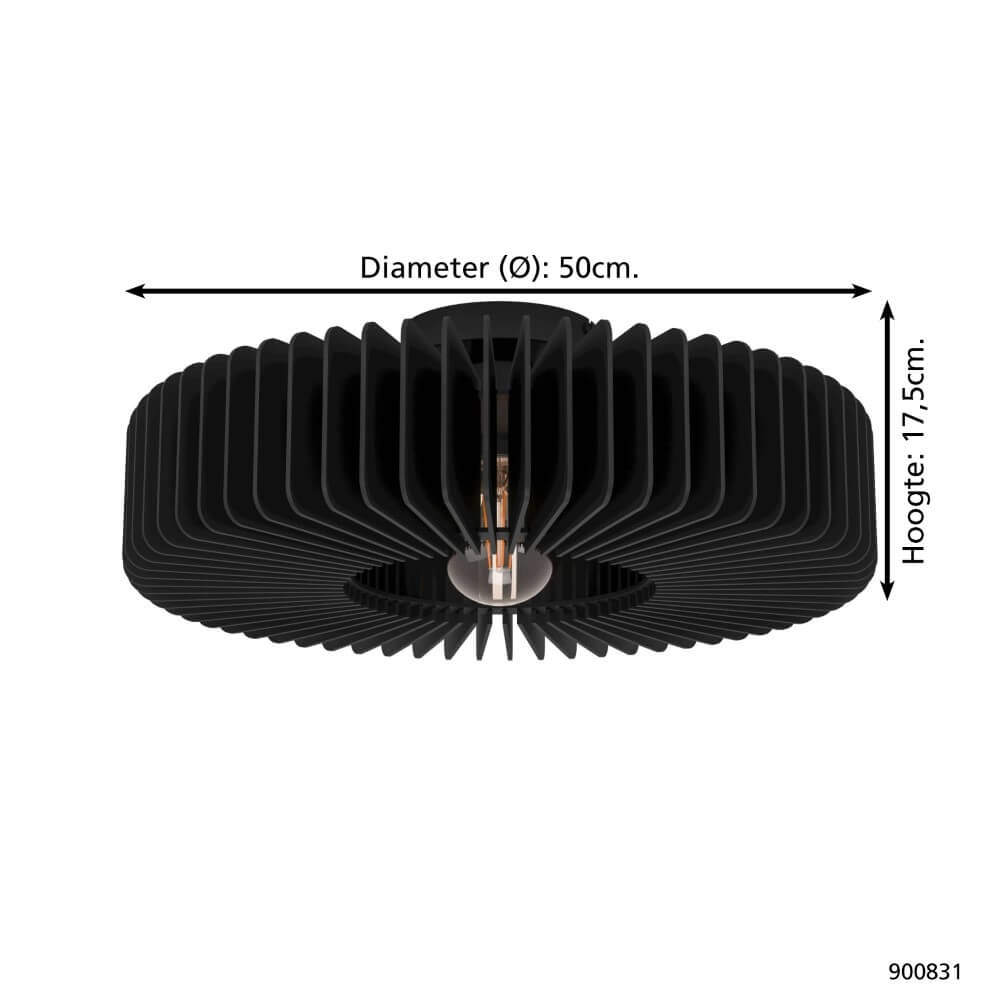 Plafonnier en bois Palombaia Ø 50 cm - noir Eglo 9008606274024