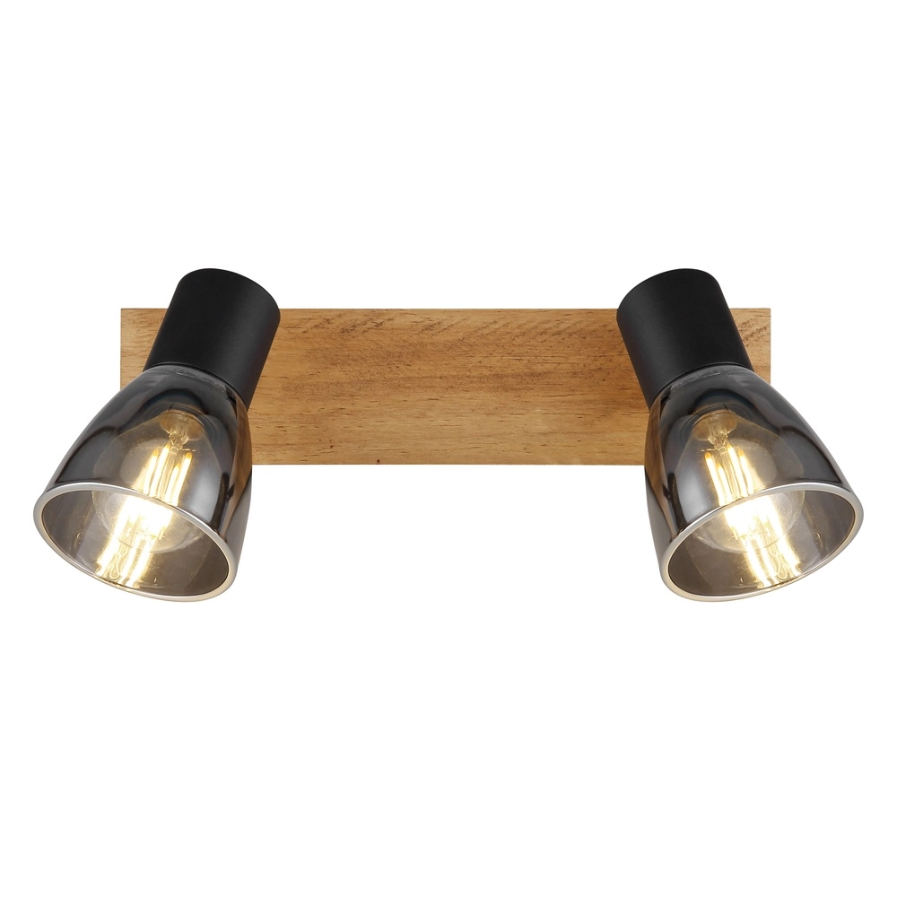Lampe de plafond Claude 2-noir clair avec bois Globo 9007371443208