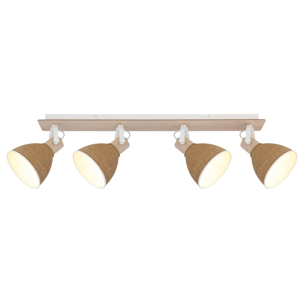 Lampe de plafond Lyndon Blanc à 4 lumières avec rotin Globo 9007371589746