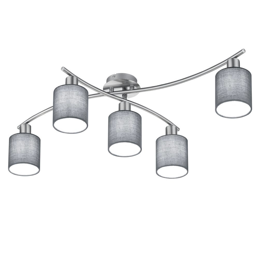 Plafonnier Garda Nickel 5 lumières mat avec anthracite Plafonnier Garda Nickel 5 lumières mat avec anthracite