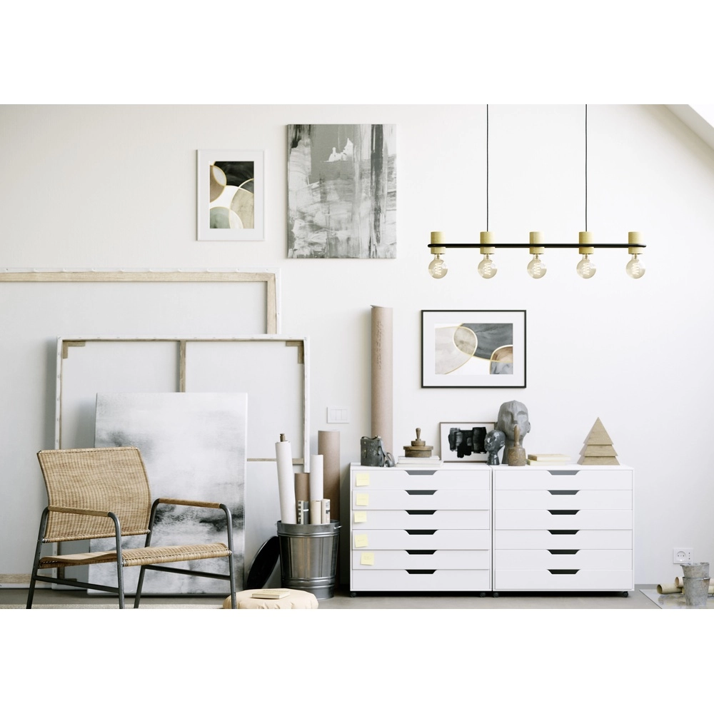 Lampe suspendue Chieveley avec aspect bois - 5x E27 Eglo 9002759435417