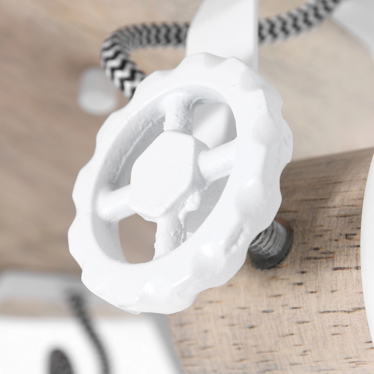 Plafonnier industriel Gearwood 3 lumières blanc avec bois Steinhauer 8712746135428