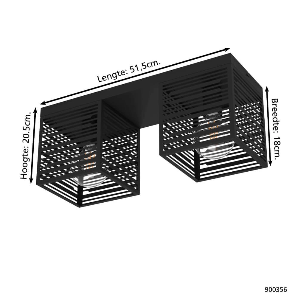 Plafonnier Piedritas noir - 2x E27 Eglo 9008606235711