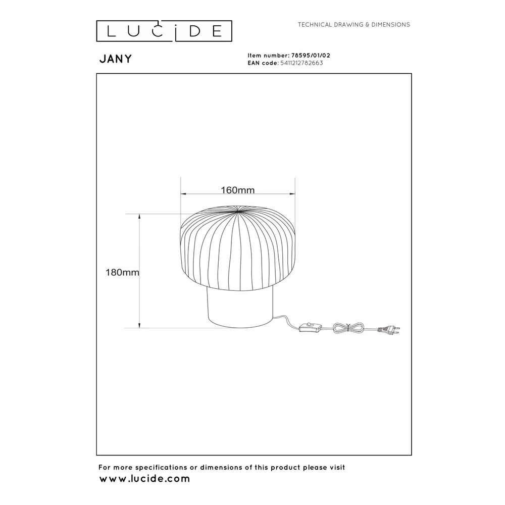 Lampe de table Jany Or avec verre fumé Lucide 5411212782663