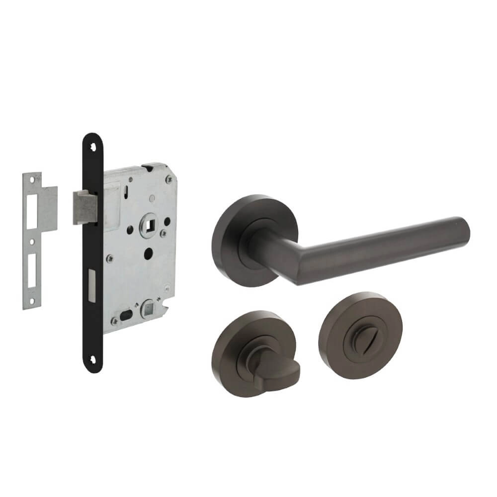 Jeu complet de poignées de porte Bastian WC anthracite Jeu complet de poignées de porte Bastian WC anthracite