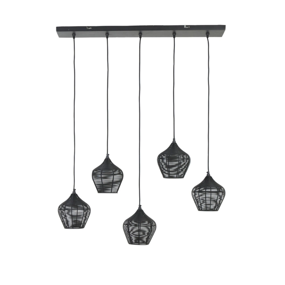 Lampe suspendue Alvaro Noir à 5 lumières