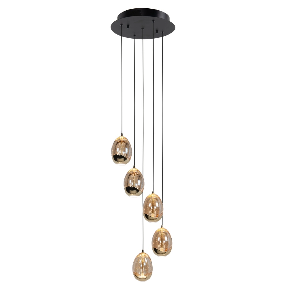 Suspension Golden Egg noir 5 lumières Suspension Golden Egg noir 5 lumières
