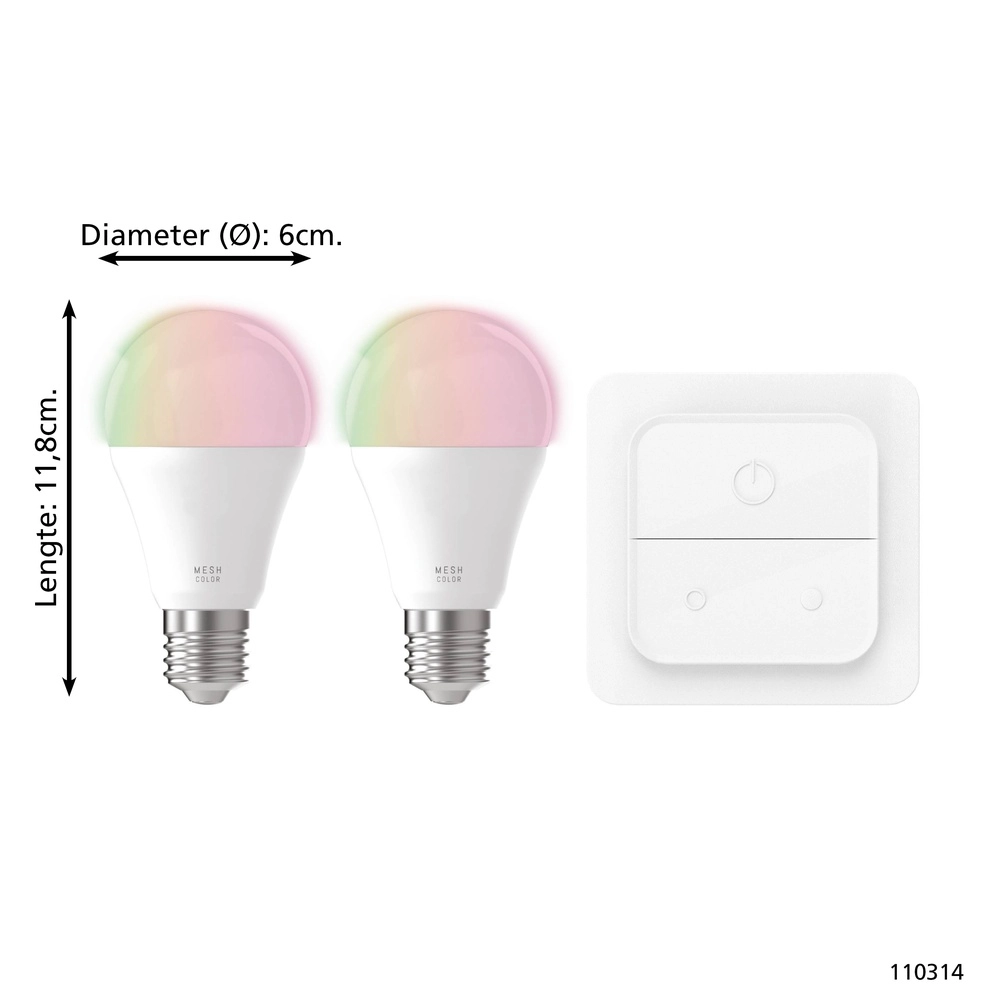 Lot de 2 led Zigbee E27 4,5 W - 400 lm - 2700-6500K - A60 Eglo 9008606293872